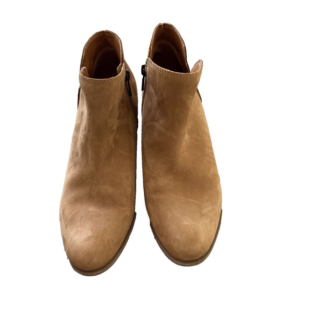 Lucky Brand Basel Ankle Boot Brindle Suede Size 9.5 Ortholite Tan Boho Western - Picture 2 of 9